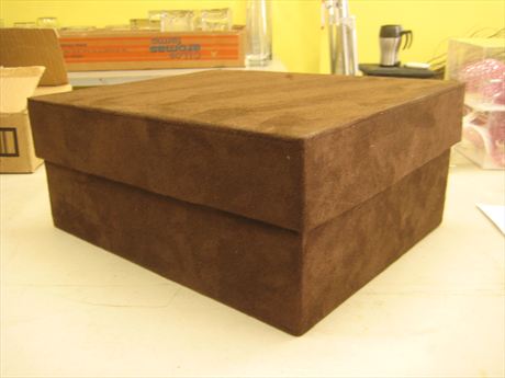 brown suede box with removeable lid