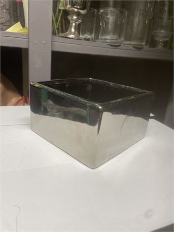 7"x7"x 4" chrome finish ceramic container