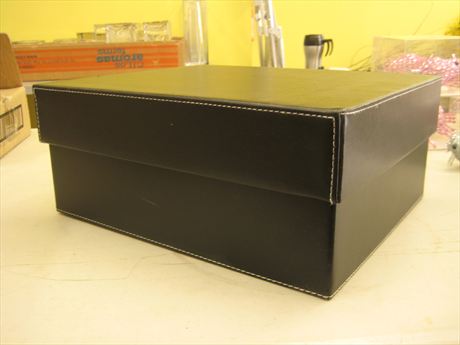black leather box with removeable lid
